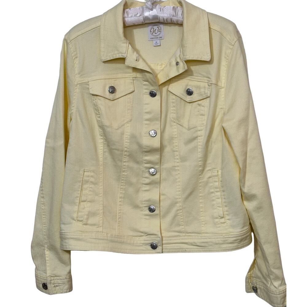Westport 1962 Women Jean Jacket Yellow Metal Button Chest Pockets SZ M